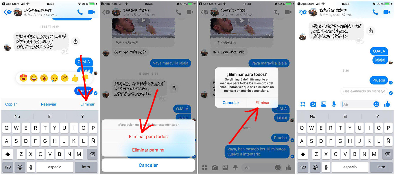 Facebook Messenger se actualiza y permite borrar mensajes