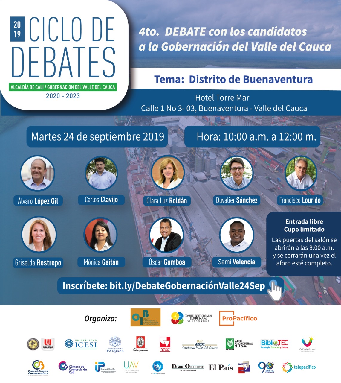 En Buenaventura continúan los encuentros descentralizados de los candidatos a la Gobernación del Valle del Cauca en el Ciclo de Debates 2019