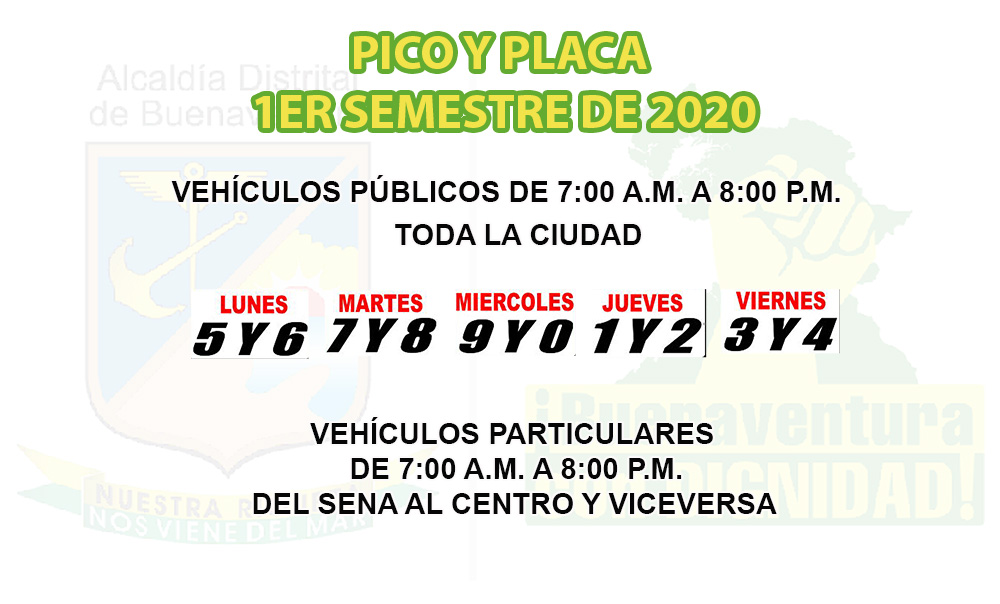 El pico y placa comienza a regir en Buenaventura el lunes 20 de enero de acuerdo al decreto 0058 expedido por la Alcaldía Distrital