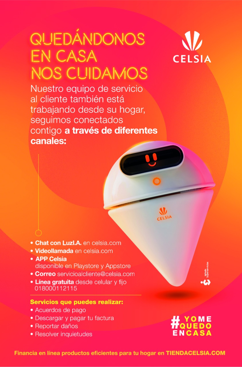 En Celsia la buena energía es contagiosa! Cuidamos a nuestros clientes y nos cuidamos: suspendemos atención presencial y fortalecemos canales virtuales para seguir en contacto
