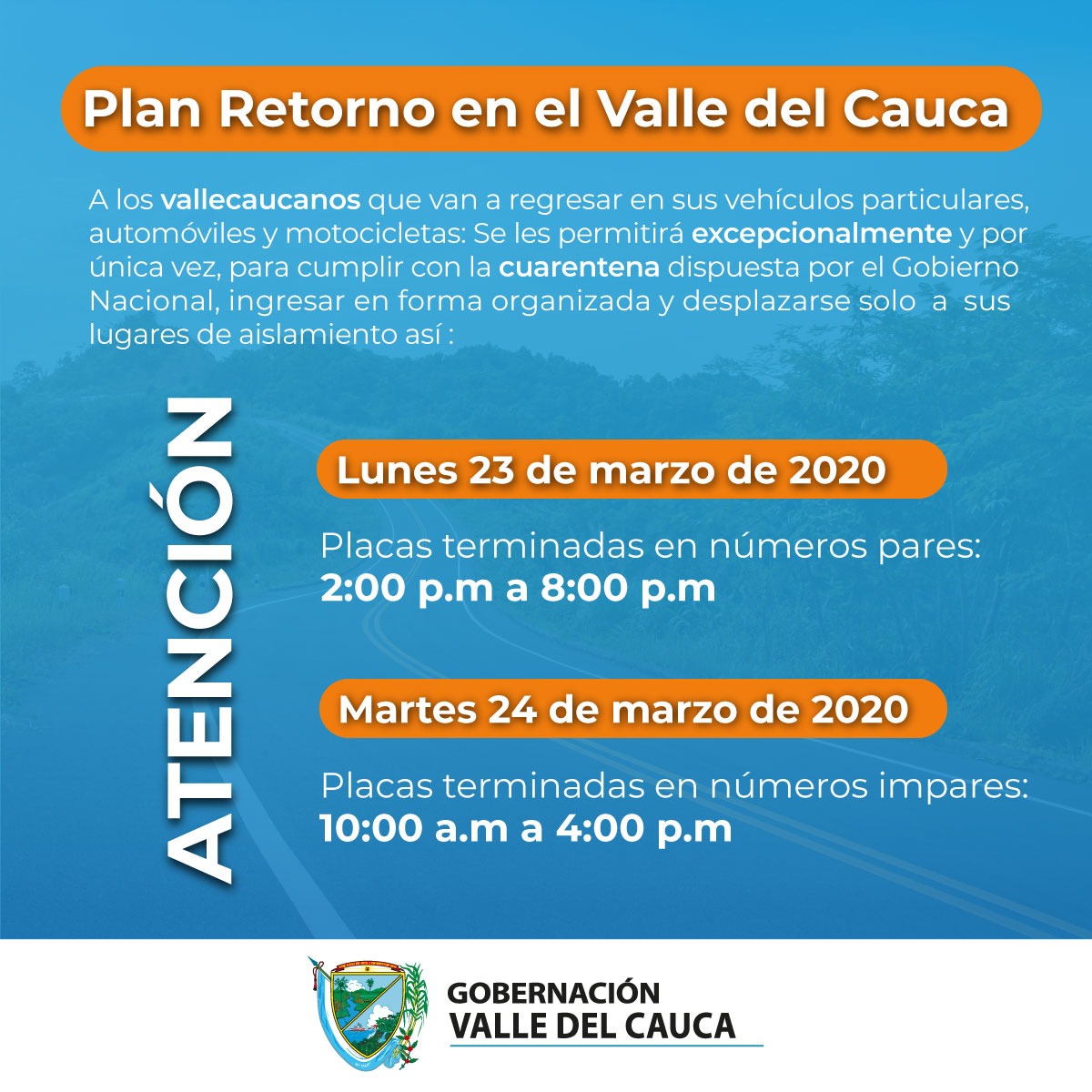 Plan retorno Valle del Cauca #ElValleSeQuedaEnCasa