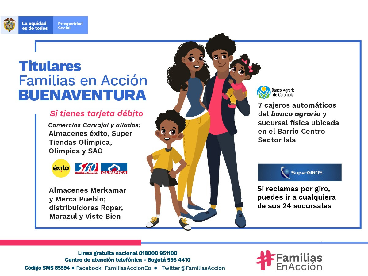 En Buenaventura, Prosperidad Social dispuso varios puntos de pago para facilidad del retiro de incentivos a Familias en Acción