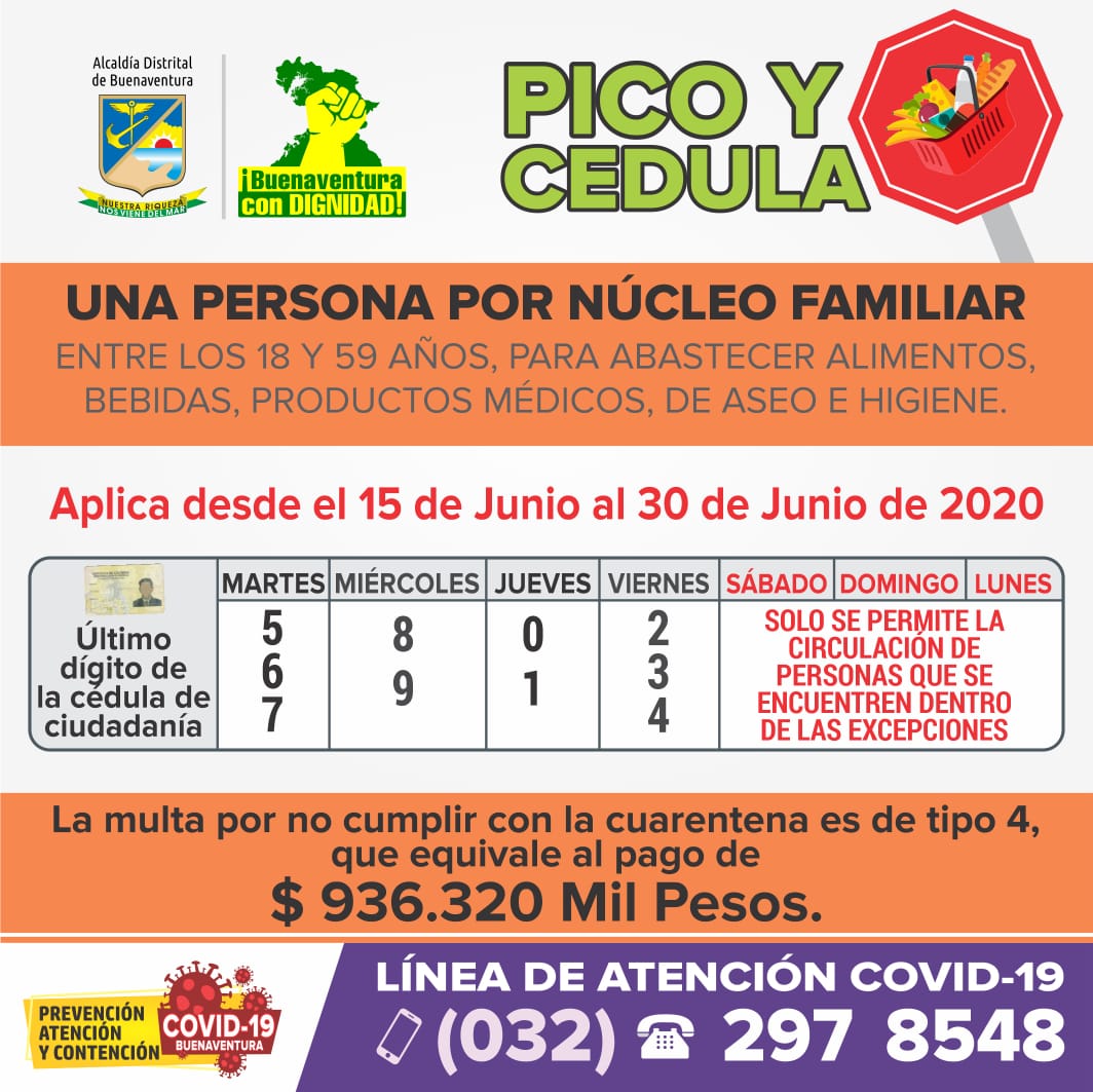 La Alcaldía Distrital de Buenaventura modificó el pico y cédula debido a los puentes festivos de junio