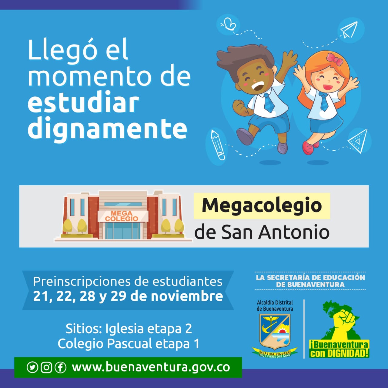 Funcionarios de la Secretaría de Educación harán búsqueda activa de estudiantes para preinscribirlos en el Megacolegio de San Antonio