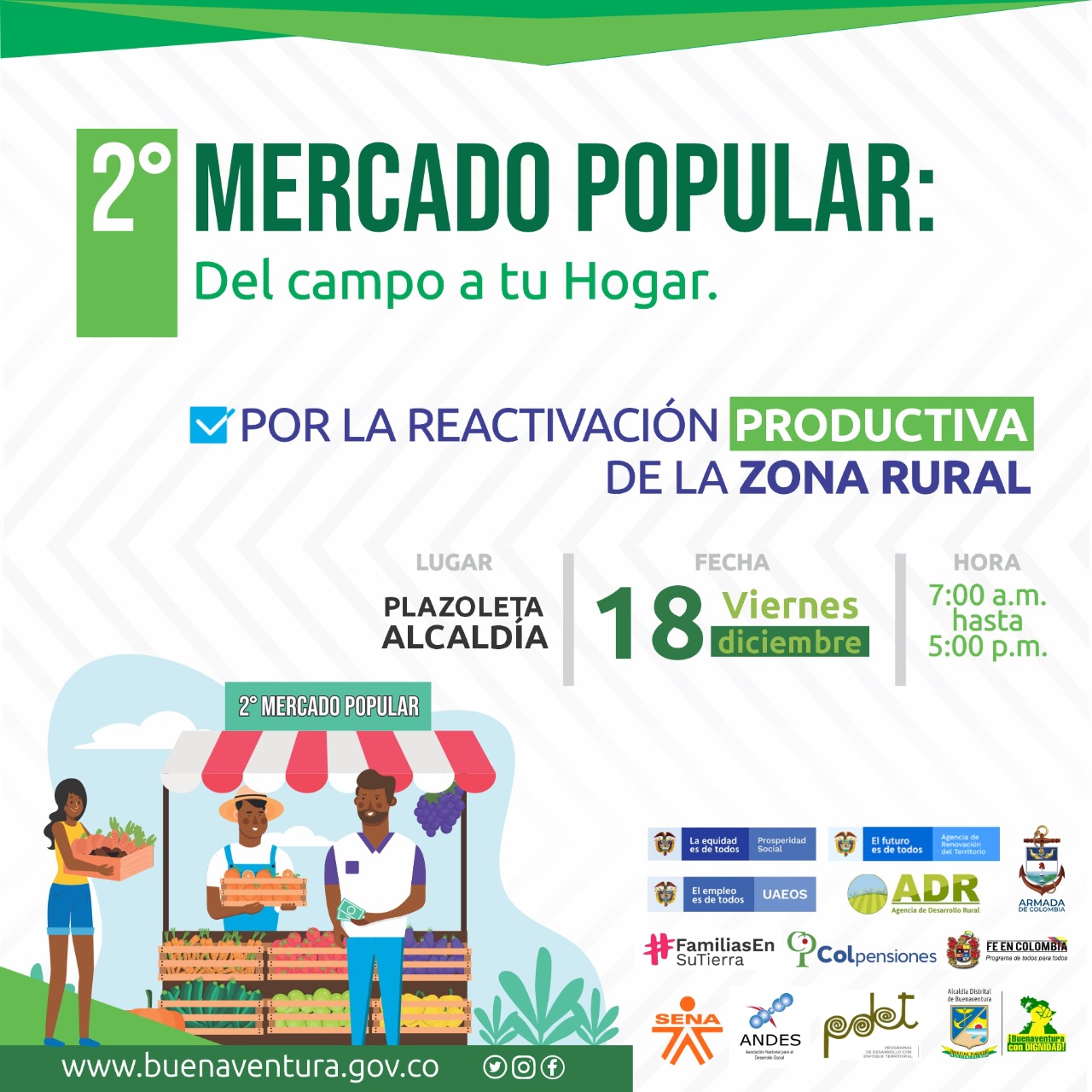 El viernes 18 de diciembre se realizará en Buenaventura el Segundo Mercado Popular "Del Campo a tu Hogar"