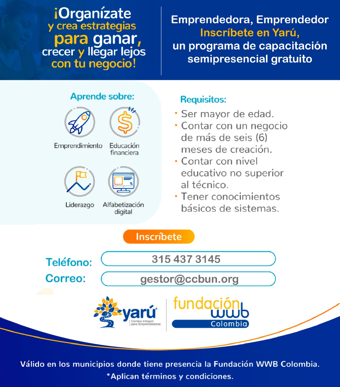Abiertas las inscripciones para el Programa de Emprendimiento y formalización 'Ruta Yarú'