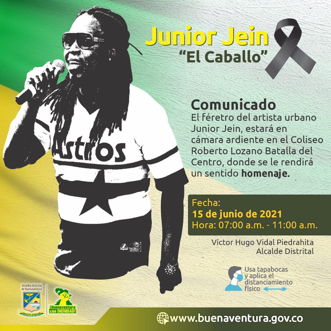 Alcaldía Distrital de Buenaventura decretó Día de Duelo por el fallecimiento del cantante de música urbana, Junior Jein