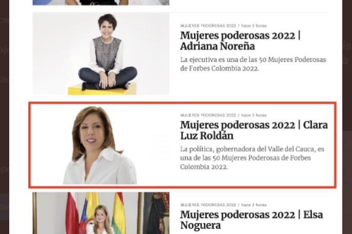 Elección de la Gobernadora entre las &lsquo;50 Mujeres Más Poderosas&rsquo; de Forbes ratifica el liderazgo de las vallecaucanas