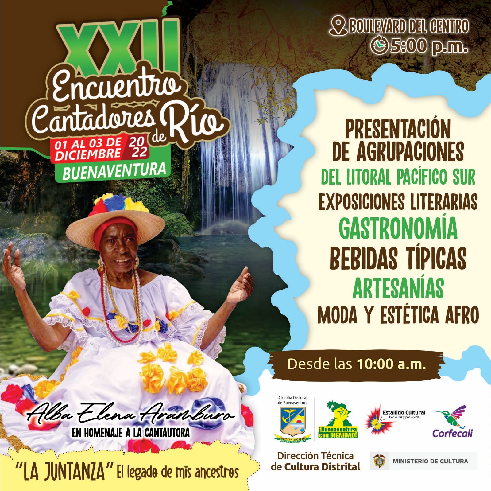 Conozca la programación del XXII de Cantadores de Río que inicia el jueves 1 de diciembre en el Bulevar del Centro de Buenaventura