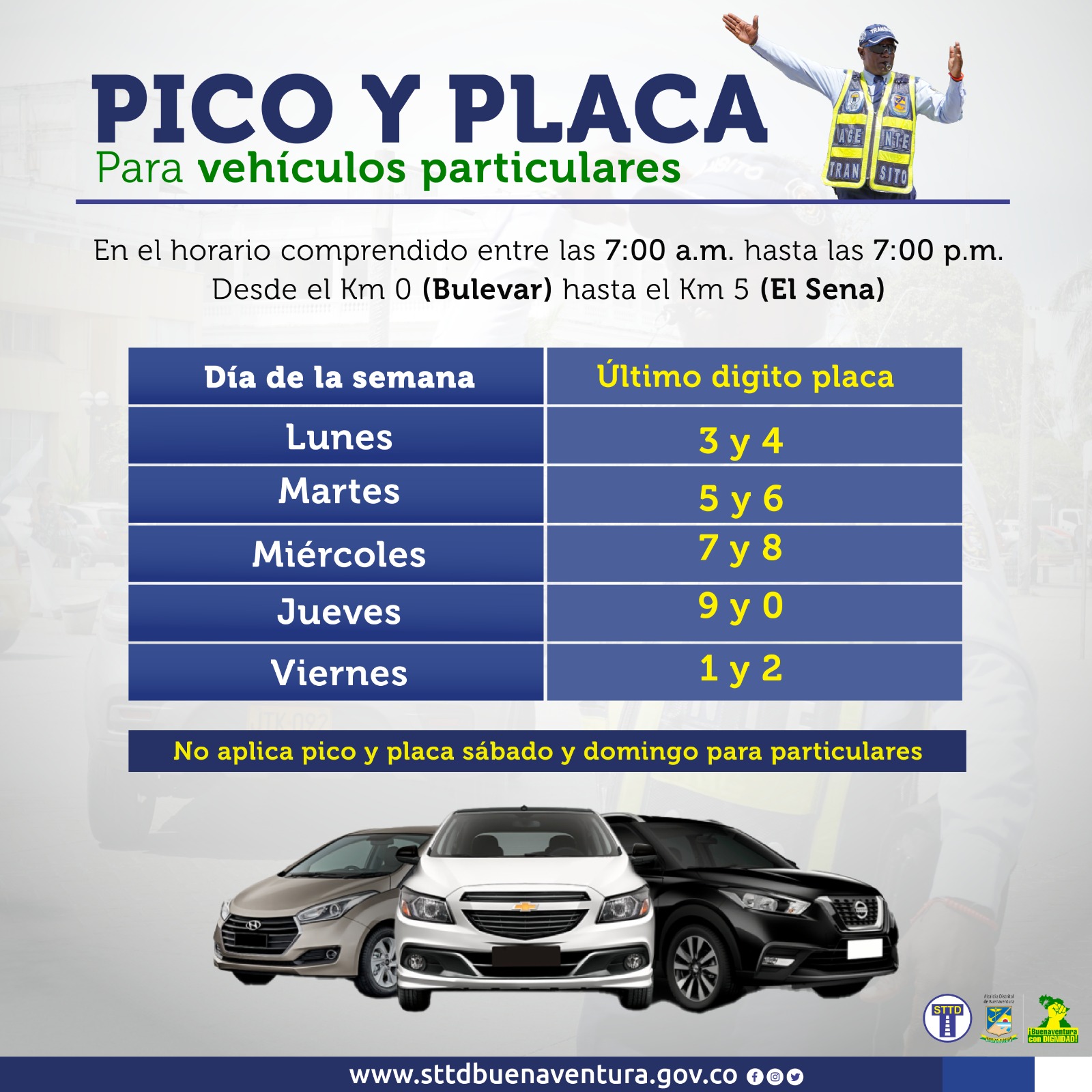 Modifican medida de pico y placa para vehículos particulares en Buenaventura