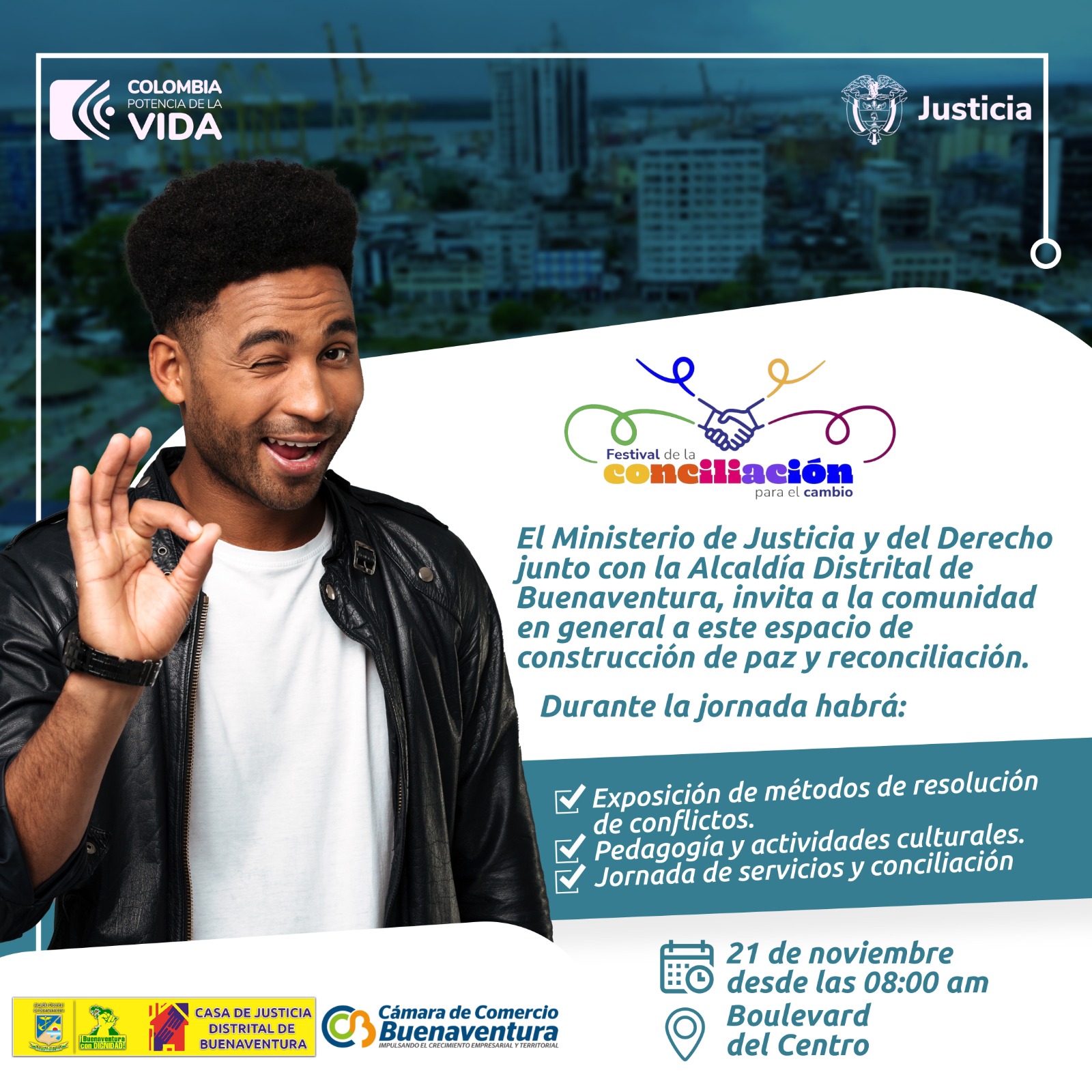 Festival de la Conciliación para el Cambio se realizará el 21 de noviembre en el bulevar de Buenaventura