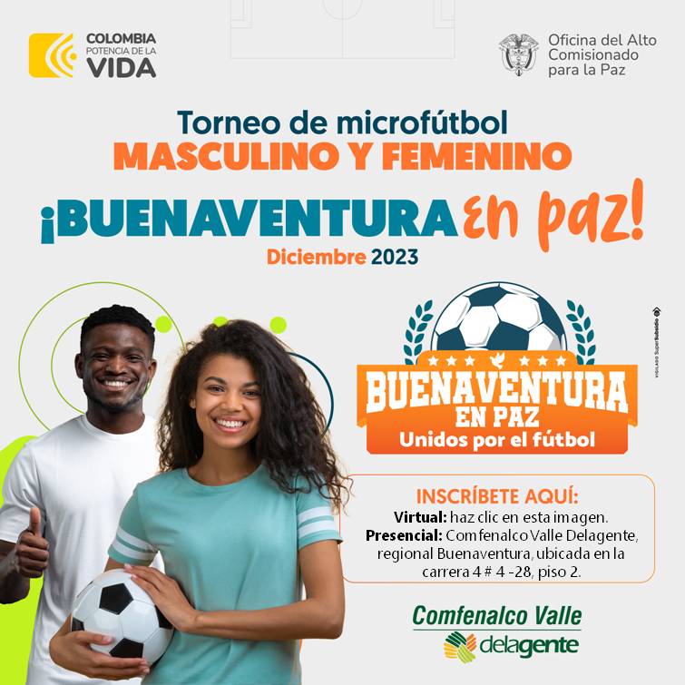 A inscribirse sin costo en el Torneo "Buenaventura en Paz: unidos por el fútbol"