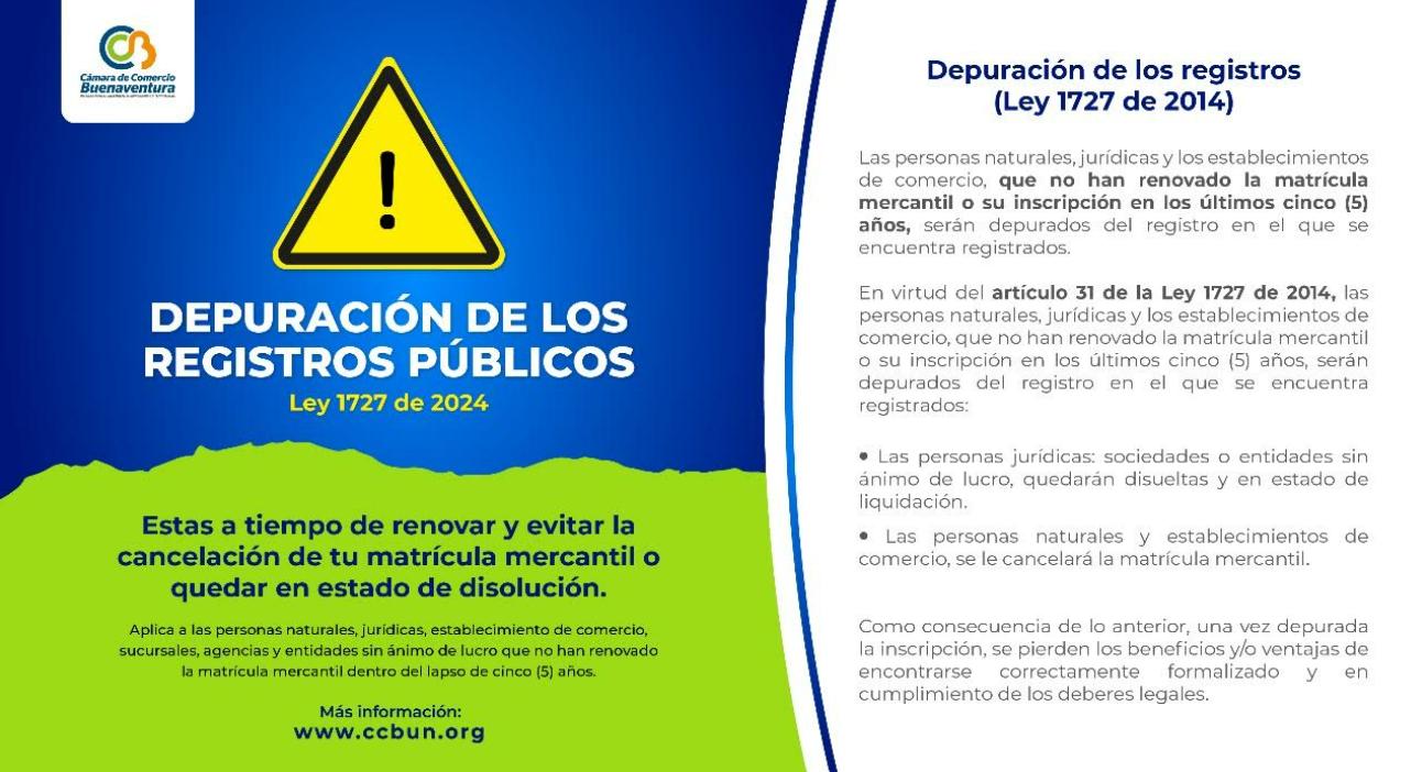 Depuración de los registros públicos de acuerdo con la Ley 1727 de 2014