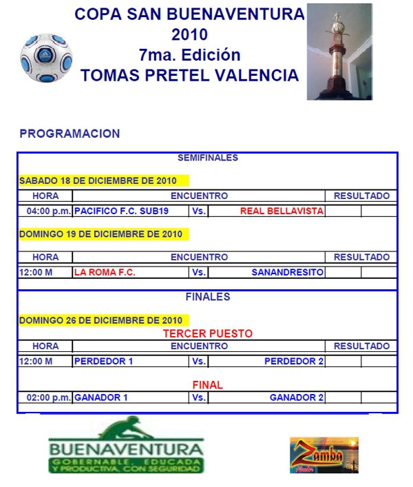 Avanza con éxito la Copa San Buenaventura en honor a Tomás Pretel Valencia
