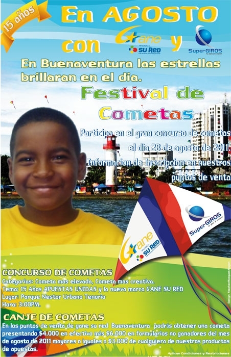 Gran concurso de cometas, Apuestas Unidas 15 años, ahora Gane su Red