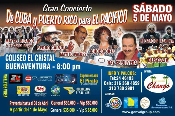Gran Concierto de Cuba y Puerto Rico el sábado 5 de mayo
