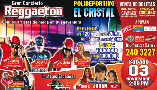Concierto de reggaeton este 3 de noviembre