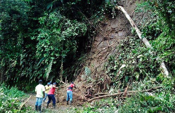 Fuertes aguaceros ocasionan derrumbes en la vía a la bocatoma del acueducto en Escalerete