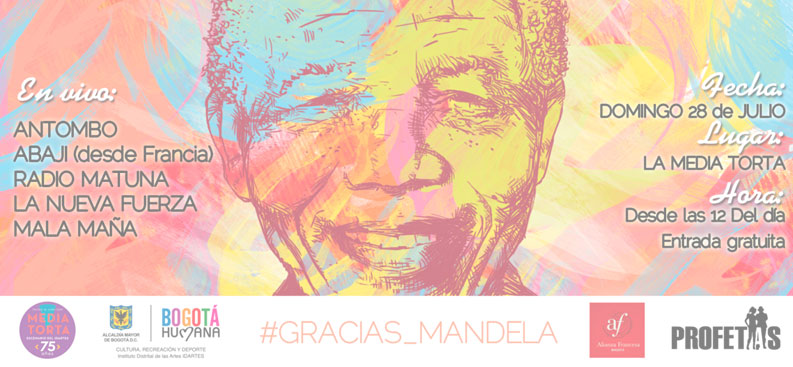 Colombia dirá Gracias Mandela  con un concierto en La Media Torta en Bogotá