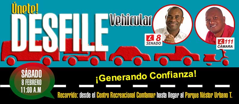 Desfile vehicular L8 al Senado y L111 a la Cámara este 8 de febrero