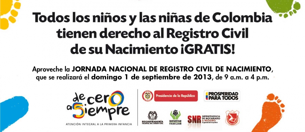 El domingo 1 de septiembre abrirán todas las Registradurías y notarías del país para la “Jornada Nacional de Registro Civil”