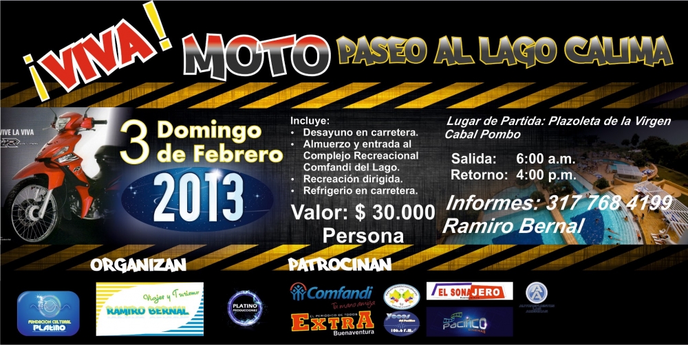 Moto paseo al Lago Calima el 3 de febrero