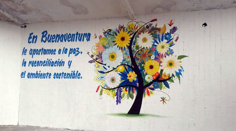 En Buenaventura, personas en Reintegración ayudaron a embellecer la Media Torta y pintaron Mural por la Paz