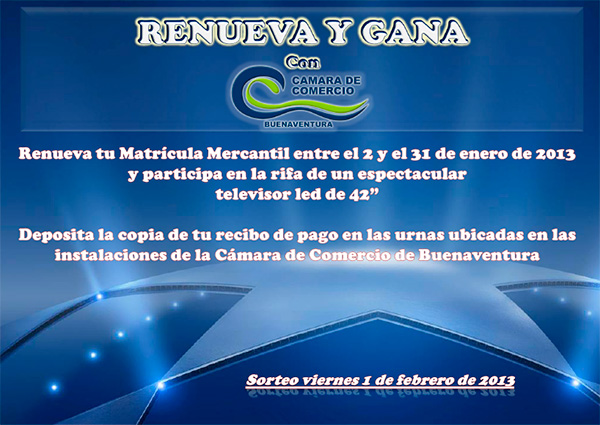 Renueve su Matrícula Mercantil y gane con la Cámara de Comercio
