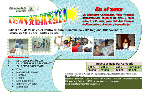 Participa y diviértete en las semanas creativas de Comfenalco Valle