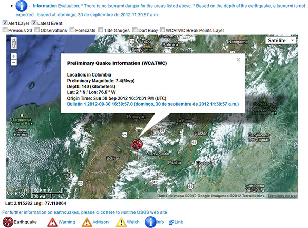 Sismo de 7.1 grados se sintió en el centro y suroccidente colombiano