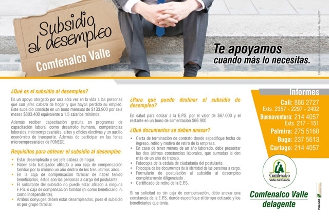 Subsidio al desempleo en Comfenalco Valle