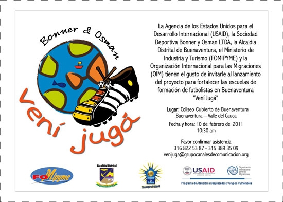 Se lanza el proyecto fortalecimiento a escuelas de formación de futbolistas en Buenaventura, “Vení Jugá”