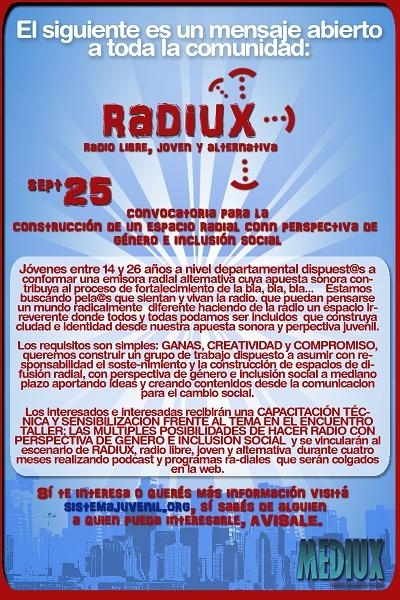 Radiux radio libre, joven y alternativa Sept 25