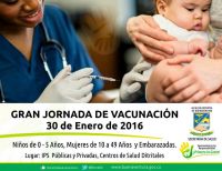 Gran Jornada de Vacunación el sábado 30 de enero de 2016