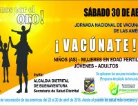 Gran Jornada de Vacunación de Las Américas este 30 de abril