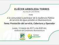 Este lunes 13 de marzo se realizará la audiencia pública sobre servicio de agua potable en Buenaventura