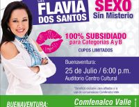 “Sexo sin misterios” con Flavia Dos Santos en Buenaventura este 25 de julio